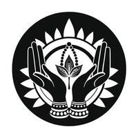 Elegant, Praying Hands Symbol in a Circular Design vector