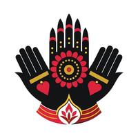 Prayerful Hands in Ornate Circle Design vector