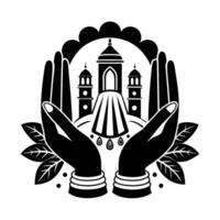 A stylized, black and white graphic design of a circle emblem. vector