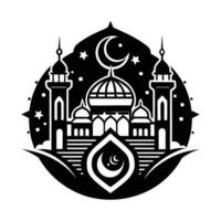 illustration of a mosque at night. vector