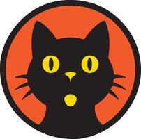 Unique feline silhouette badge with a dramatic look. Great for designers, digital creators, and those seeking standout visuals. vector