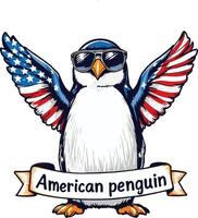 Stylish USA Penguin with Wings and Shades vector