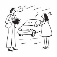Young woman negotiating car price concept as High resolution image of a young woman negotiating the price for her first car with a glossy backdrop emphasizing confidence and savvy Dynamic vector
