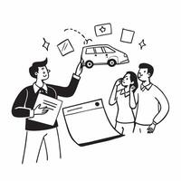 Young couple researching first car deals concept as High resolution image of a young couple researching deals for their first car with a glossy backdrop highlighting the excitement Dynamic Set 2 vector