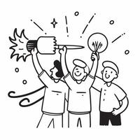 Workers enjoying fireworks on Labor Day concept as High resolution image of workers enjoying fireworks on Labor Day with a glossy backdrop capturing the excitement and festivity of Dynamic vector