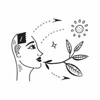 Womans profile with a fading flower concept as A womans profile combined with a fading flower representing the delicate nature of farewells and the passage of time Ideal for emoti Dynamic vector
