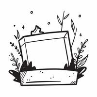 Wooden frame mockup with plants concept as High resolution mockup of a wooden landscape frame with green plants around it highlighting a natural and fresh design perfect for eco fr Dynamic vector