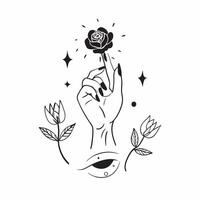 Womans silhouette with a wilting rose concept as A womans silhouette blended with a wilting rose symbolizing the delicate and bittersweet nature of farewells Ideal for emotional a Dynamic vector