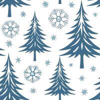 Winter wonderland seamless tile pattern with snow covered trees icicles and frosty seasonal beauty concept as Snowflakes frosted pine trees and shimmering icicles form a seamless w Dynamic vector
