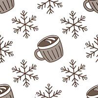 Winter warmth seamless tile pattern with hot cocoa and snowflakes for cozy kitchen decor concept as Hot cocoa and snowflakes arranged seamlessly to create cozy and warm winter kitc Dynamic Set 7 vector