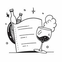 Wine glass and bottle symbol with copy space for menus concept as An artistic rendering of a wine glass and bottle symbol with spacious copy space suitable for restaurant menus win Dynamic vector