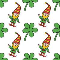 Whimsical leprechauns and shamrocks seamless tile pattern with vibrant green hues concept as Whimsical leprechauns amidst shamrocks create seamless tile pattern with vibrant green Dynamic vector