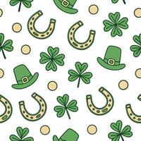 Whimsical leprechauns and lucky charms seamless tile pattern with playful green tones concept as Playful green tones highlight whimsical leprechauns amidst lucky charms in seamless Dynamic vector