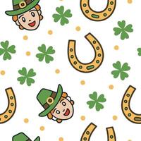 Whimsical leprechauns and lucky horseshoes seamless tile pattern with playful accents concept as Playful accents highlight whimsical leprechauns and lucky horseshoes in seamless ti Dynamic vector