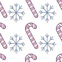 Whimsical Christmas candy canes and snowflakes seamless tile pattern with playful colors concept as Playful colors on whimsical candy canes and snowflakes create seamless tile patt Dynamic vector