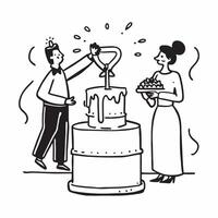 Wedding cake cutting concept as High resolution image of a bride and groom cutting their wedding cake with a glossy backdrop symbolizing their union and celebration in Photo Stock Dynamic vector