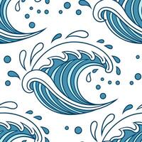 Water splash seamless tile pattern with blue waves and playful summer water fun vibes concept as Cool blue splashes and waves create a seamless tile pattern for energetic playful s Dynamic vector