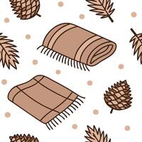 Warm blankets and pinecones seamless tile pattern with autumn textures and earthy tones concept as Warm blankets paired with pinecones create a seamless tile pattern with autumn te Dynamic vector