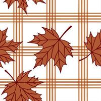 Warm toned plaid and leaves seamless tile pattern with autumn inspired designs concept as Warm toned plaid combined with autumn leaves create a seamless tile pattern inspired by fa Dynamic vector