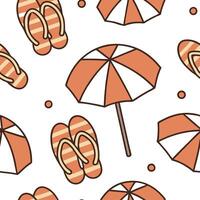 Warm summer seamless tile pattern with beach umbrellas and sandals for sunny vacation spots concept as Beach umbrellas and sandals in a seamless tile pattern designed for sunny vac Dynamic vector