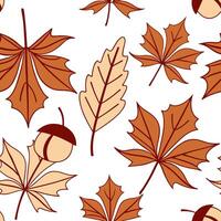 Warm autumn leaves seamless tile pattern with maple and chestnut leaves for cozy fall spaces concept as Maple and chestnut leaves arranged seamlessly in warm tones for creating coz Dynamic vector