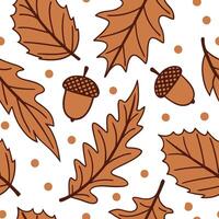 Warm autumn leaf and acorn seamless tile pattern with rich colors and cozy textures concept as Rich colored autumn leaves and acorns create a warm leaf and acorn seamless tile patt Dynamic vector