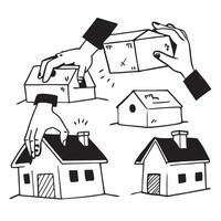 Volunteer building homes in a developing community concept as A volunteer builds homes in a developing community showcasing compassion and teamwork Ideal for charity and humanitar Dynamic vector