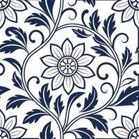 Vintage floral seamless tile pattern intricate detailing suitable for wallpaper design concept as Elegant floral motifs intertwined in seamless tile layout ideal for classic interi Dynamic vector