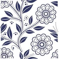 Vintage embroidery seamless tile pattern intricate stitches floral motifs isolated white background perfect for home textiles concept as Creating seamless tile pattern featuring vi Dynamic vector