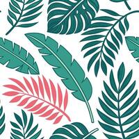 Vibrant summer leaves seamless pattern with banana leaves and tropical greenery for bold summer vibes concept as Bold banana leaves and tropical greenery arranged in a seamless til Dynamic vector