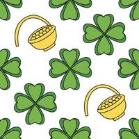 Vibrant shamrocks and pots of gold seamless tile pattern with festive accents concept as Festive accents highlight vibrant shamrocks and pots of gold in seamless tile pattern in P Dynamic vector