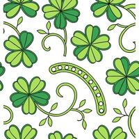 Vibrant Irish symbols and shamrocks seamless tile pattern with lively green accents concept as Lively green accents highlight vibrant Irish symbols and shamrocks in seamless tile p Dynamic vector