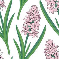 Vibrant hyacinth seamless tile pattern with soft pastel colors and sweet fragrant blooms concept as Soft pastel hyacinths with fragrant blooms form a fresh seamless spring tile pat Dynamic vector