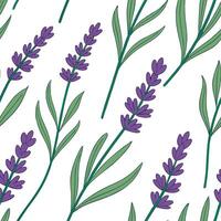 Vibrant lavender seamless tile pattern with sprigs of lavender soft green stems and fragrant floral touches concept as Lavender sprigs with soft green stems and vibrant purple bloo Dynamic vector