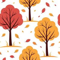 Vibrant autumn forest seamless tile pattern with colorful trees and fallen leaves concept as Colorful autumn trees and fallen leaves create a vibrant forest themed seamless tile pa Dynamic vector