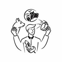 Veterinarian double exposure with animals concept as A veterinarians profile combined with animals representing veterinary responsibility and animal care Ideal for veterinary and Dynamic vector