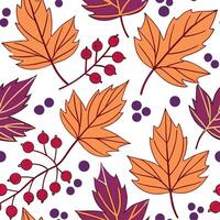 Vibrant autumn leaves and berries seamless tile pattern with rich reds oranges and purples concept as Rich red orange and purple autumn leaves and berries create a vibrant seamless Dynamic vector