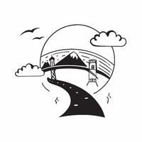 Travelers silhouette with a bridge concept as A travelers silhouette combined with a bridge symbolizing the journeys end and farewells Ideal for travel and adventure ads in Photo Dynamic vector