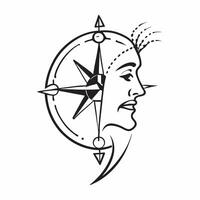 Travelers profile with a compass concept as A travelers profile blended with a compass symbolizing hope and the direction to new adventures Ideal for travel and adventure ads in Dynamic vector