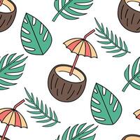 Tropical coconut drink seamless tile pattern with bright straws umbrellas and beach vibes concept as Coconut drinks with bright straws and tiny umbrellas create a seamless tropical Dynamic vector