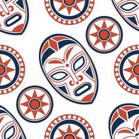 Traditional masks and symbolic patterns seamless tile pattern with bold and vibrant colors concept as Bold and vibrant colors highlight traditional masks and symbolic patterns in s Dynamic vector