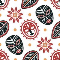 Traditional masks and symbolic patterns seamless tile pattern with bold and vibrant colors concept as Bold and vibrant colors highlight traditional masks and symbolic patterns in s Dynamic Set 2 vector