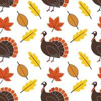 Thanksgiving turkeys seamless tile pattern with autumn leaves and harvest elements for festive decor concept as Thanksgiving turkeys and autumn leaves arranged seamlessly to create Dynamic vector