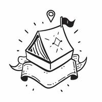 Tent and map symbol with copy space for backpacking guides concept as An artistic rendering of a tent and map symbol with spacious copy space suitable for backpacking guides campin Dynamic vector