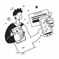 Teen using mobile payment for online shopping concept as High resolution image of a teen using mobile payment for online shopping with a glossy backdrop showcasing the seamless and Dynamic vector
