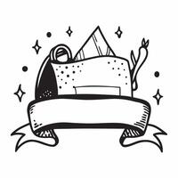 Tent and backpack icon with blank area for customizable text concept as A creative depiction of a tent and backpack icon featuring a blank area for customizable text ideal for repr Dynamic vector