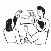 Team members reviewing project deliverables in a business meeting concept as A illustration of team members reviewing project deliverables in a business meeting using a 3 co Dynamic vector