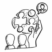 Team coach with jigsaw puzzle concept as A team coachs profile combined with a jigsaw puzzle representing management coaching and team cohesion Ideal for teamwork and corporate ad Dynamic vector