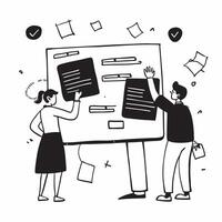 Teachers decorating bulletin boards concept as High resolution image of teachers decorating bulletin boards in the classroom with a glossy backdrop showcasing their creativity and Dynamic Set 2 vector