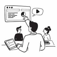 Teacher guiding students through an online class concept as A teacher guides students through an engaging online class showcasing adaptability and dedication Perfect for education Dynamic vector